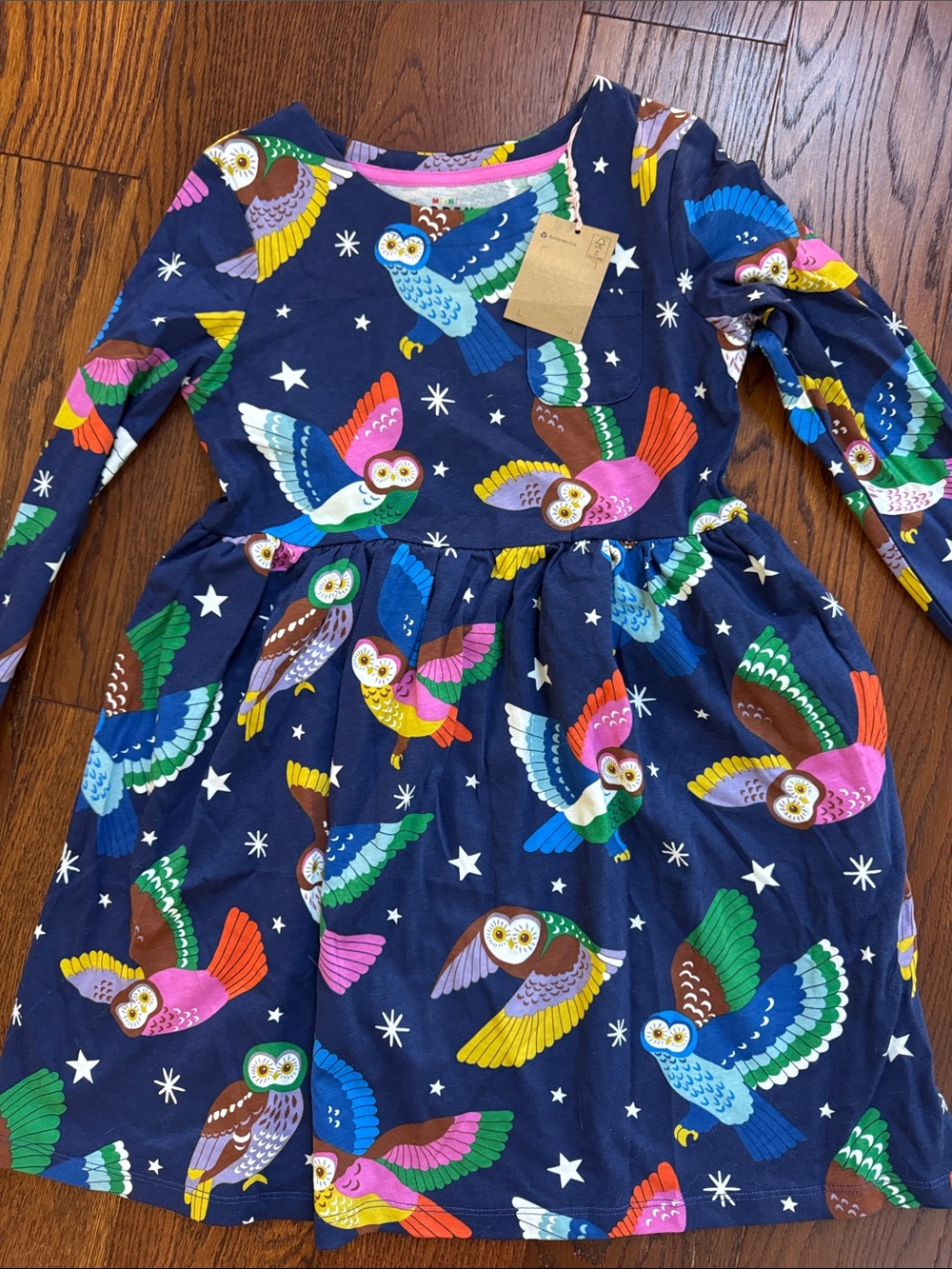 NWT Boden Harry Potter Navy Owl Print Long-Sleeve Dress
